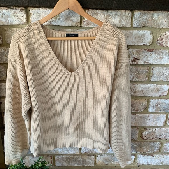 J. Crew | Women's Tan V-Neck Sweater - Picture 3 of 15